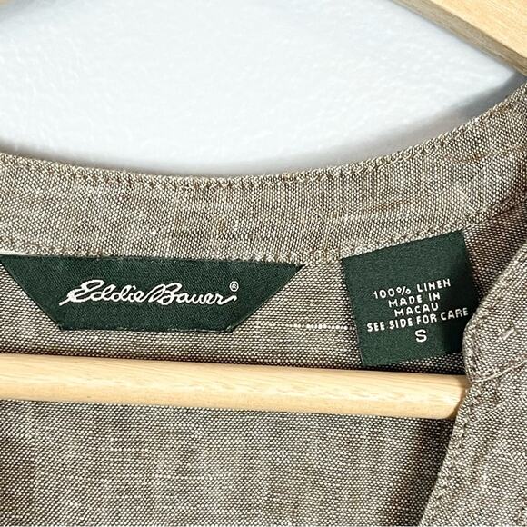 Eddie Bauer linen tunic top v-neck top women’s size S brown toupe - Picture 4 of 5